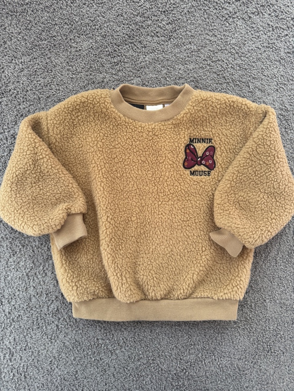 Zara x Disney Kids Camel Minnie Mouse Sherpa Sweatshirt - Like NEW